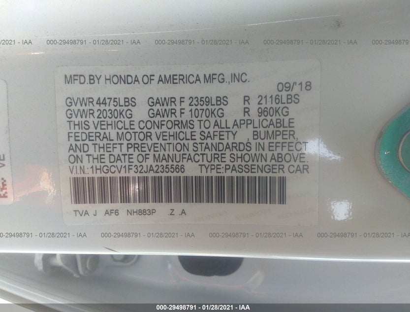 1HGCV1F32JA235566