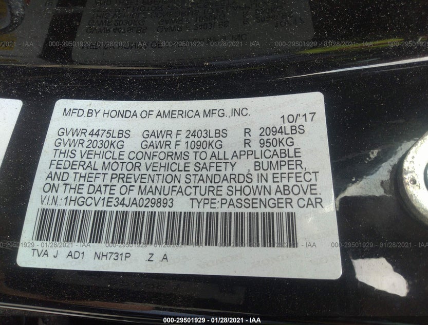 1HGCV1E34JA029893