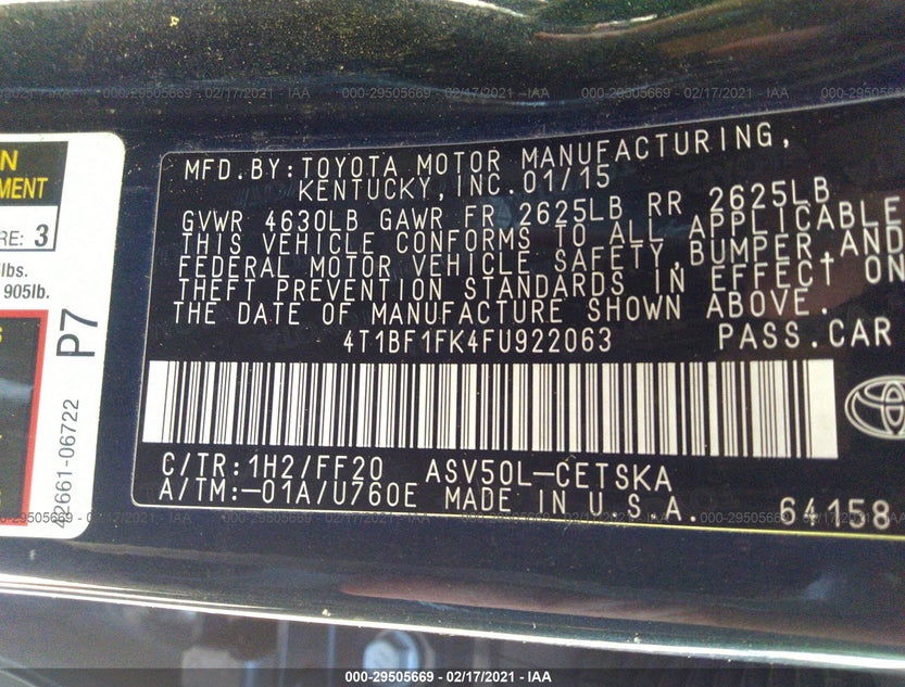 4T1BF1FK4FU922063