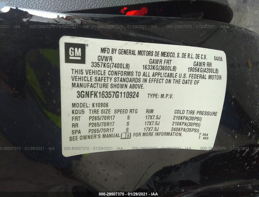 3GNFK16357G110924