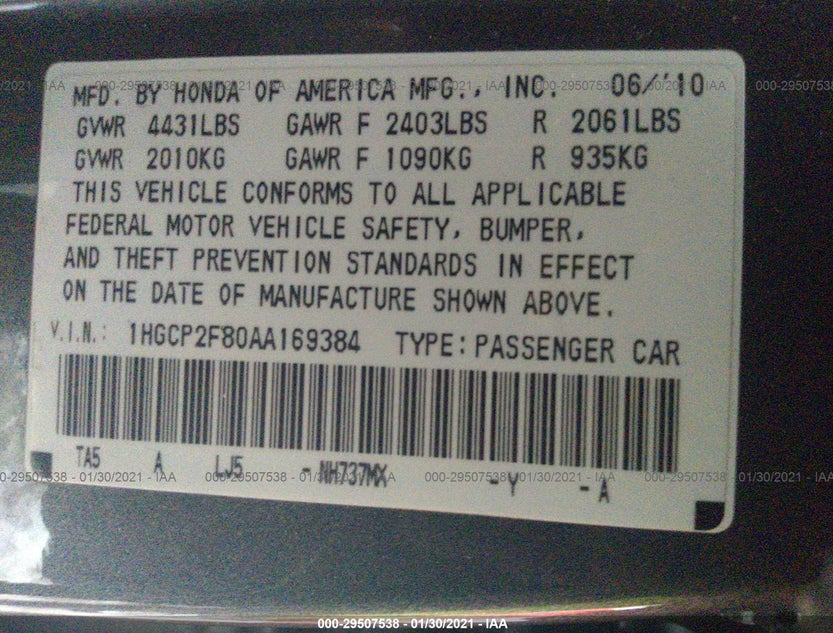 1HGCP2F80AA169384