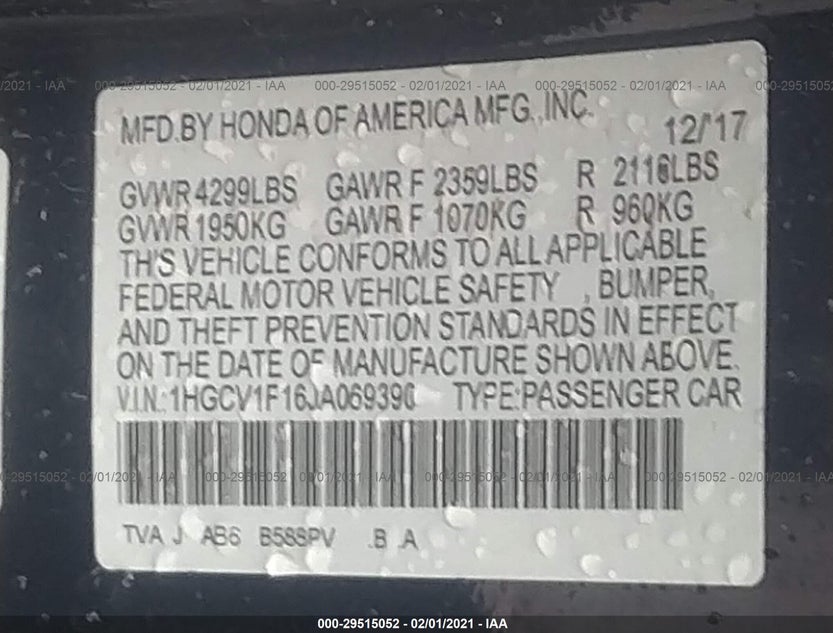 1HGCV1F16JA069390