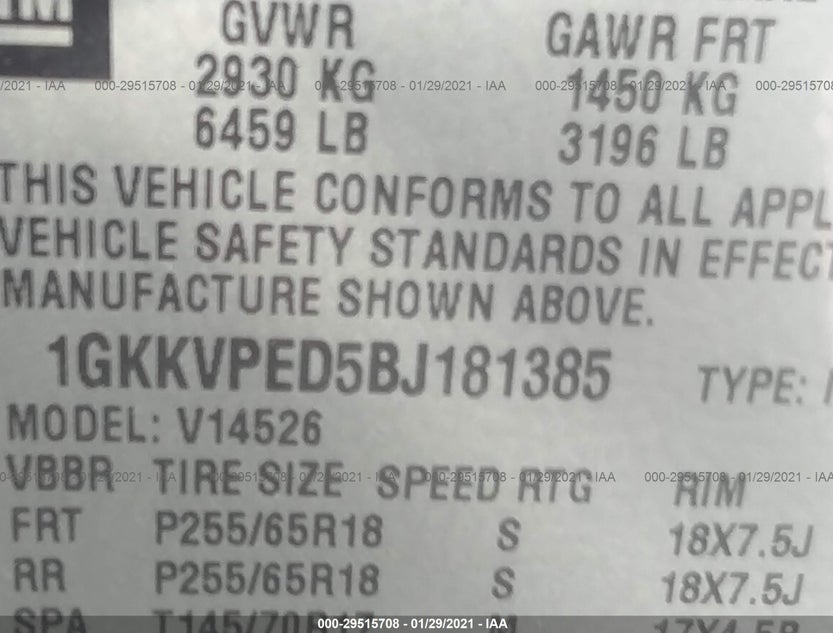 1GKKVPED5BJ181385