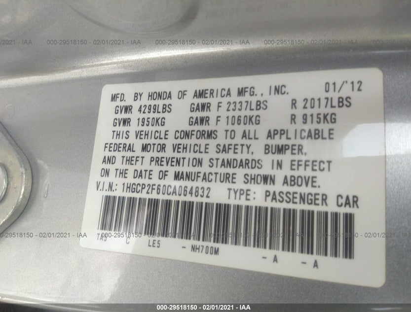 1HGCP2F60CA064832