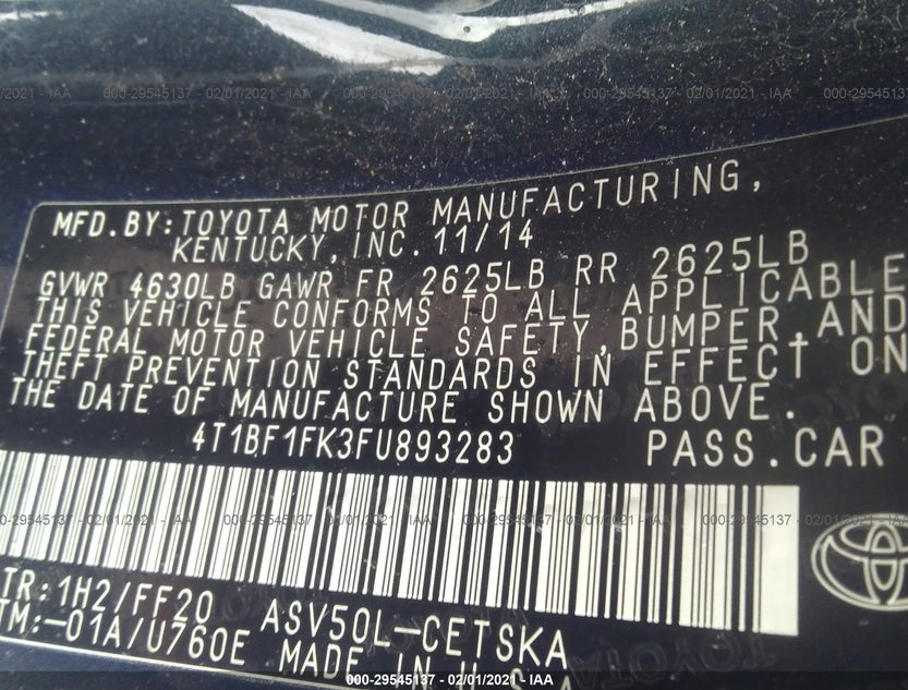 4T1BF1FK3FU893283