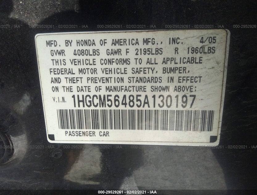 1HGCM56485A130197
