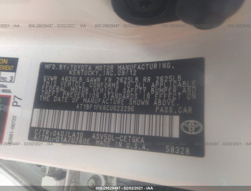 4T1BF1FK6CU623296