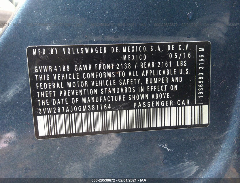 3VW267AJ0GM381764