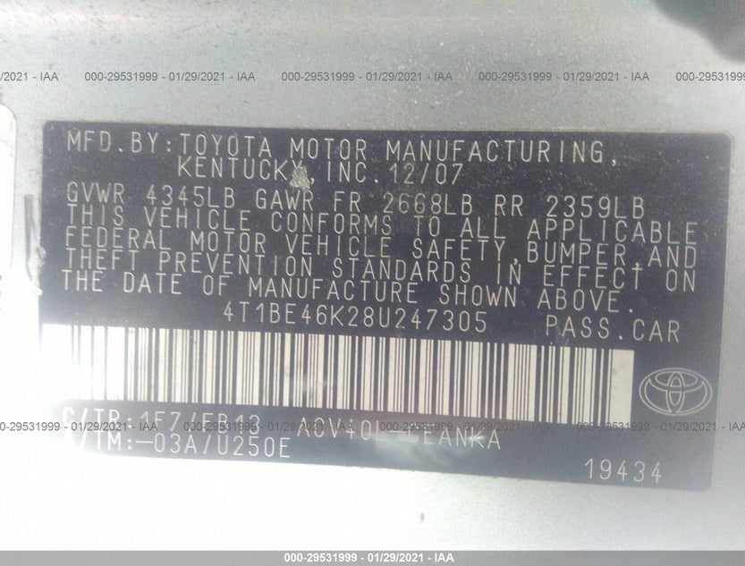 4T1BE46K28U247305