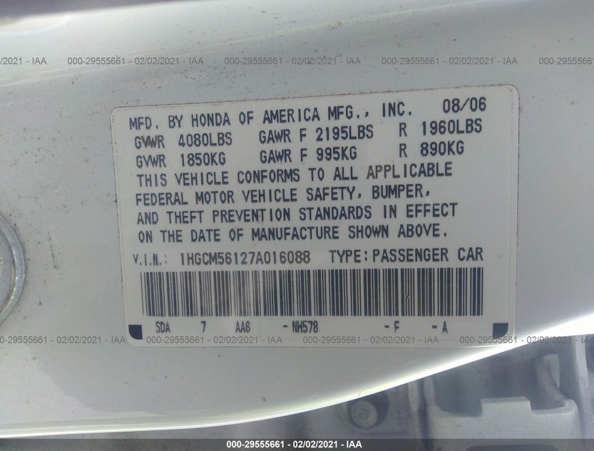 1HGCM56127A016088