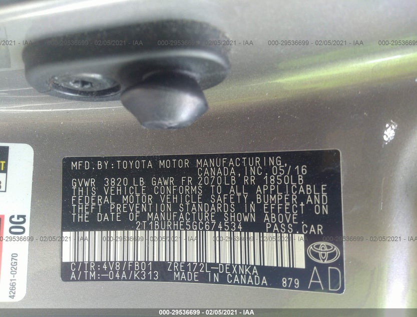 2T1BURHE5GC674534