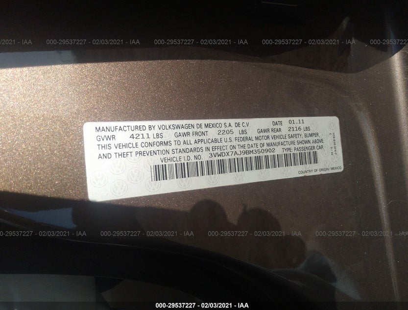 3VWDX7AJ9BM350902