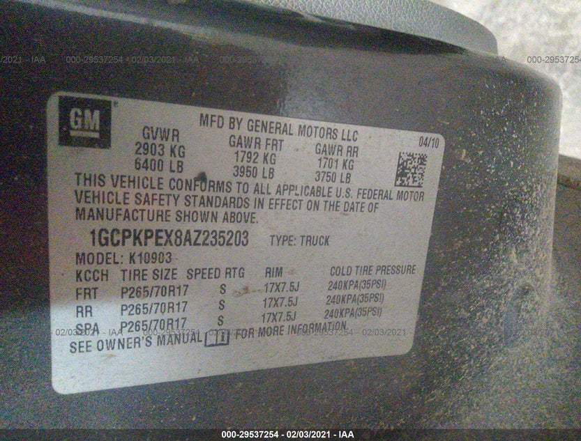 1GCPKPEX8AZ235203