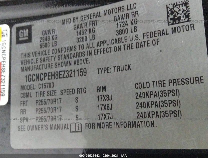 1GCNCPEH8EZ321159