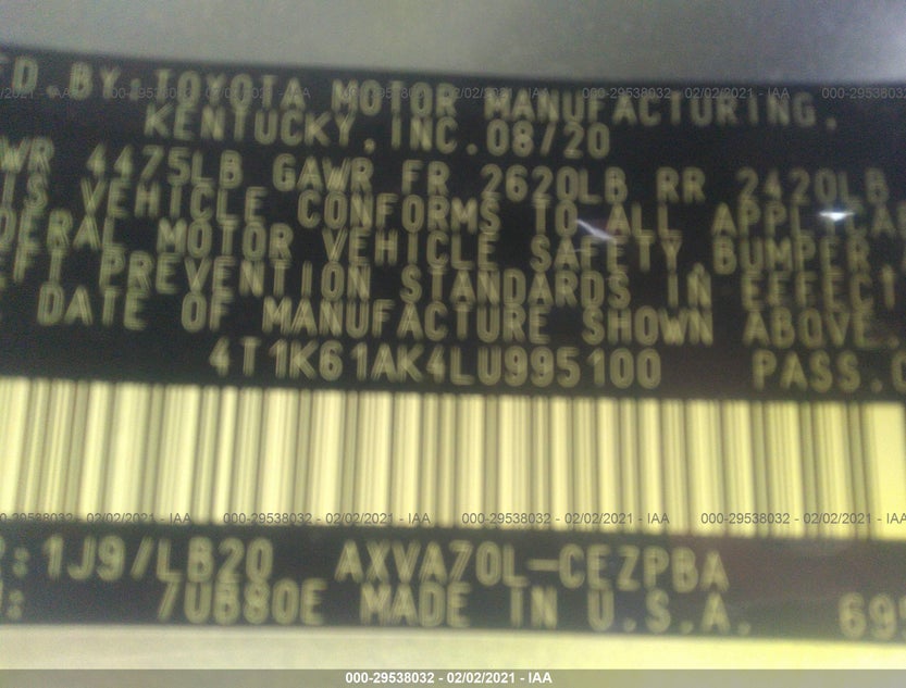 4T1K61AK4LU995100