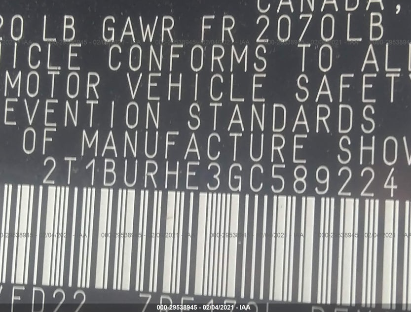 2T1BURHE3GC589224