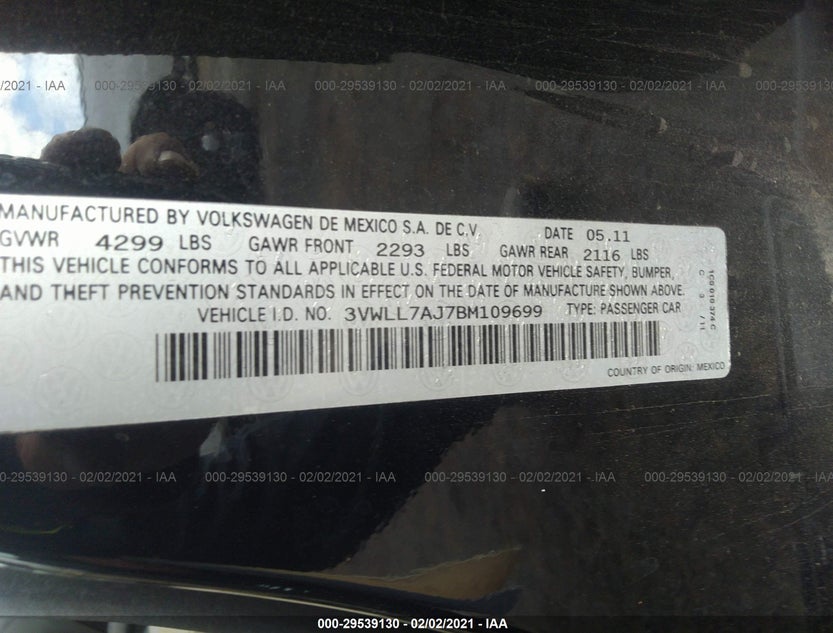 3VWLL7AJ7BM109699