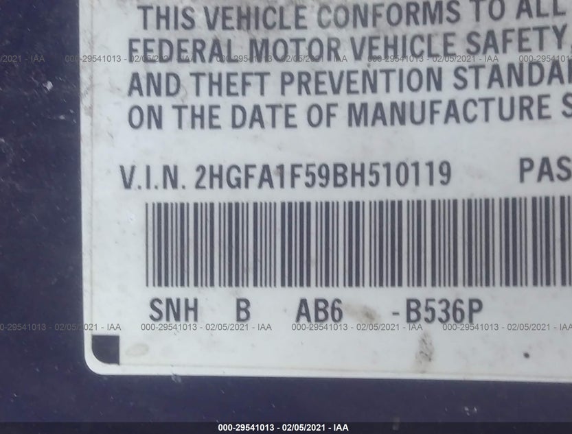 2HGFA1F59BH510119