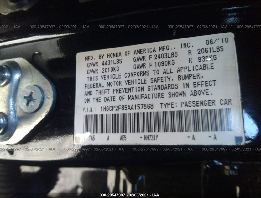 1HGCP2F85AA157568