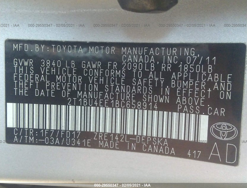 2T1BU4EE1BC658914