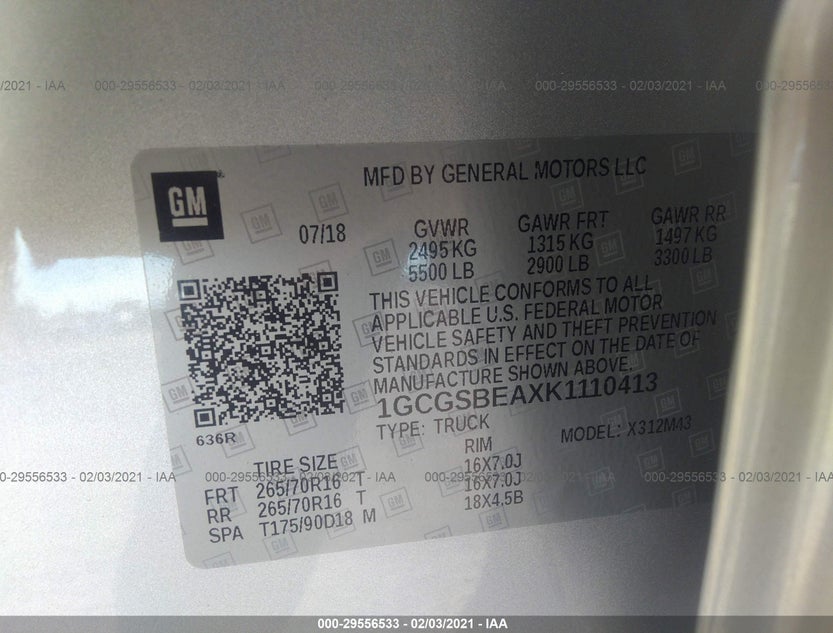 1GCGSBEAXK1110413