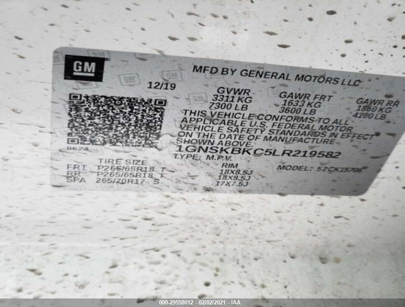 1GNSKBKC5LR219582