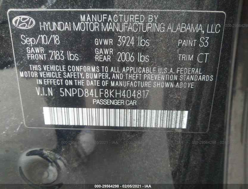 5NPD84LF8KH404817
