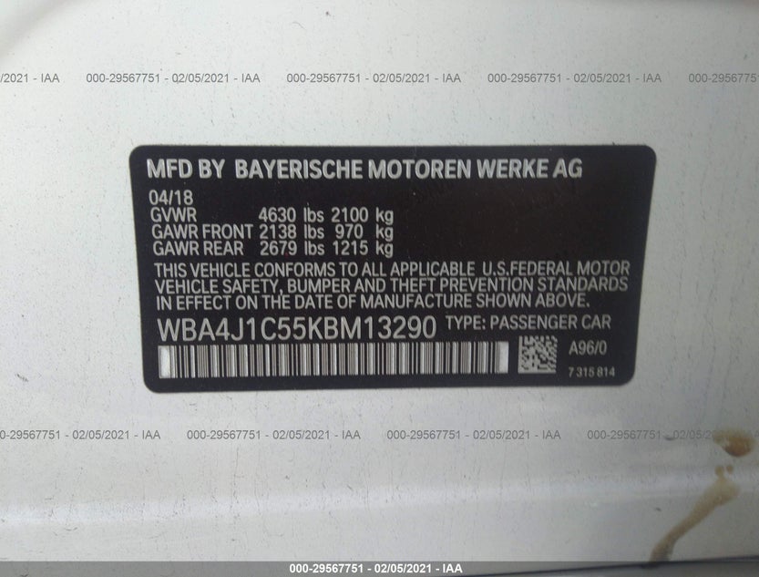 WBA4J1C55KBM13290