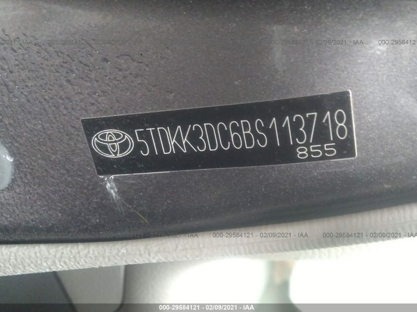 2011 Toyota Sienna Le V6 VIN: 5TDKK3DC6BS113718 Lot: 29584121