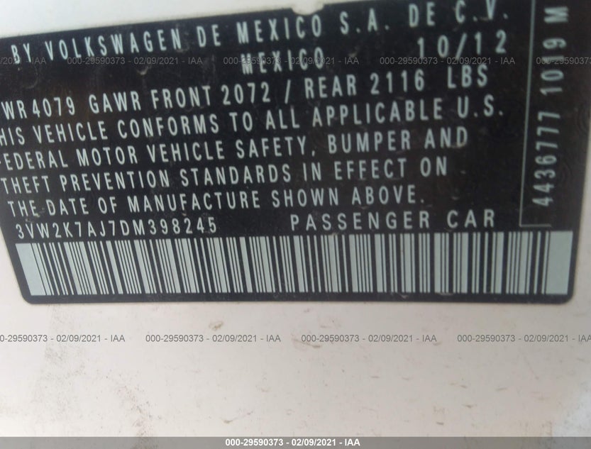 3VW2K7AJ7DM398245