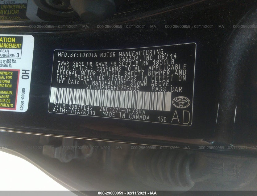 2T1BURHE8FC243605