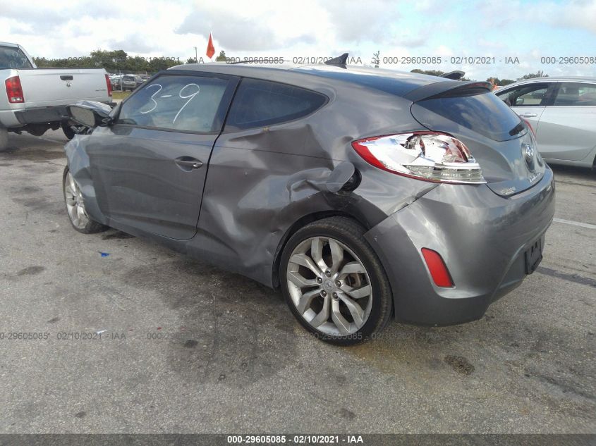 2013 Hyundai Veloster Base W/Black VIN: KMHTC6AD2DU132826 Lot: 29605085