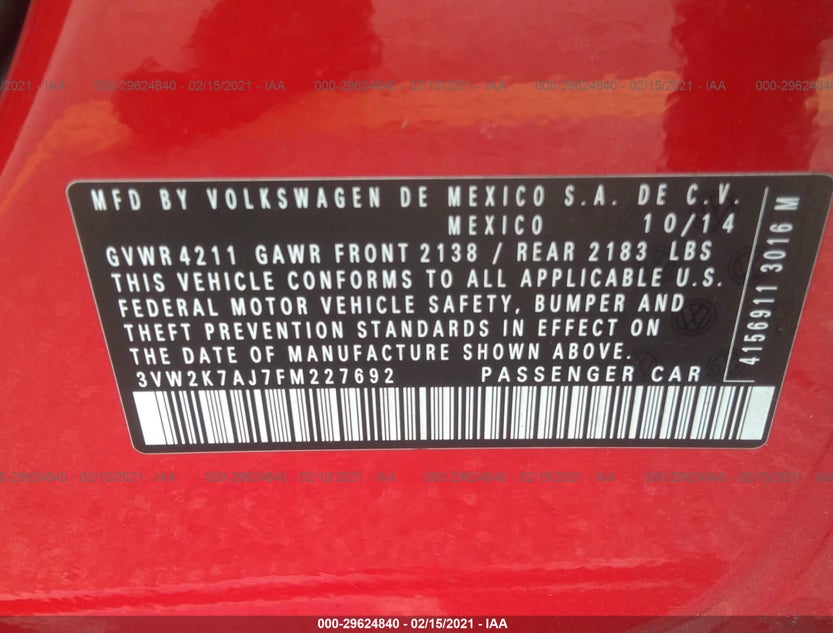 3VW2K7AJ7FM227692