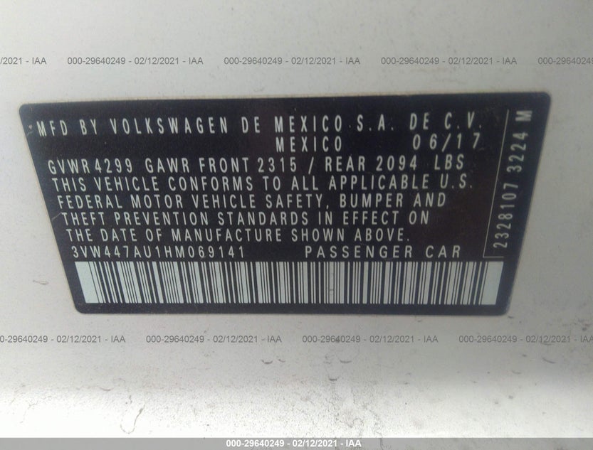3VW447AU1HM069141