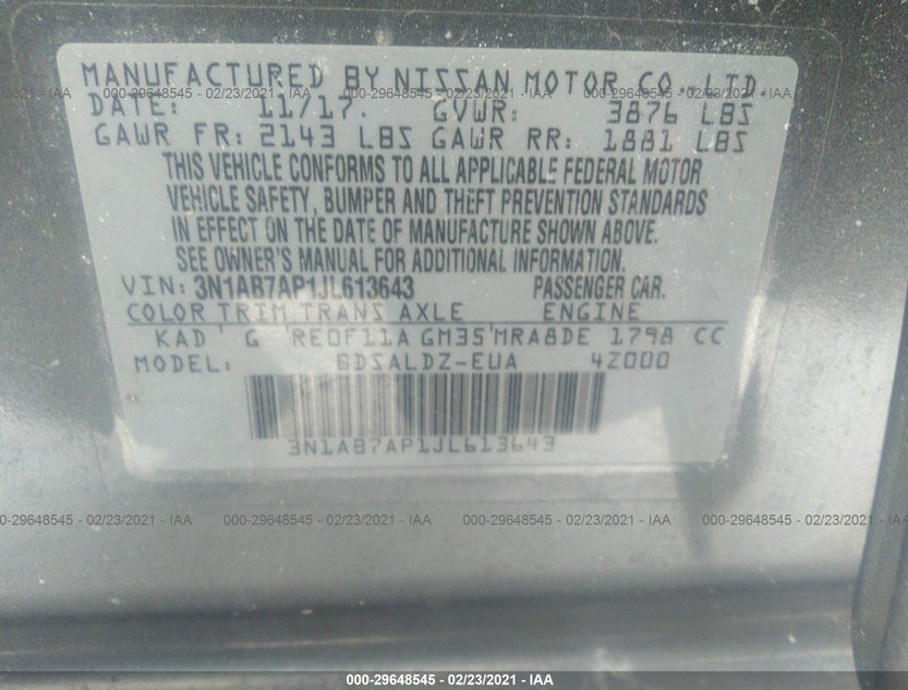 3N1AB7AP1JL613643