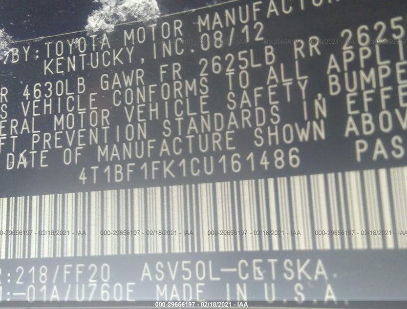 4T1BF1FK1CU161486