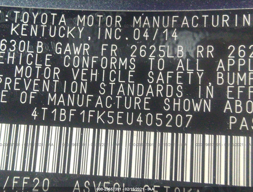 4T1BF1FK5EU405207