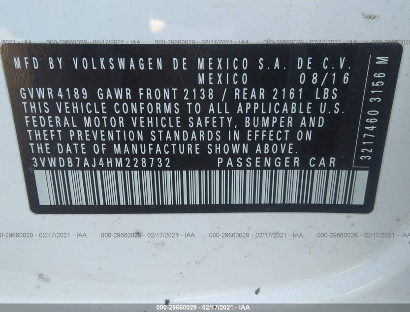 3VWDB7AJ4HM228732