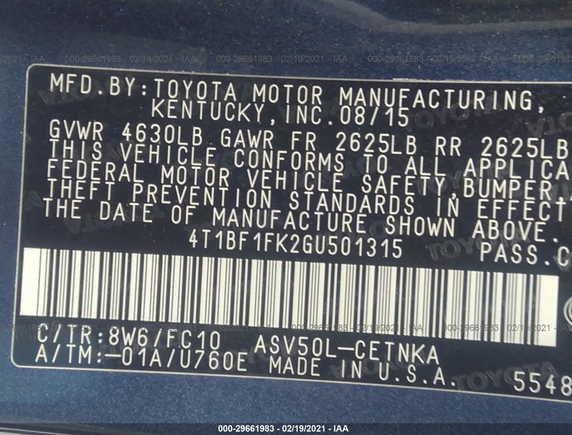 4T1BF1FK2GU501315