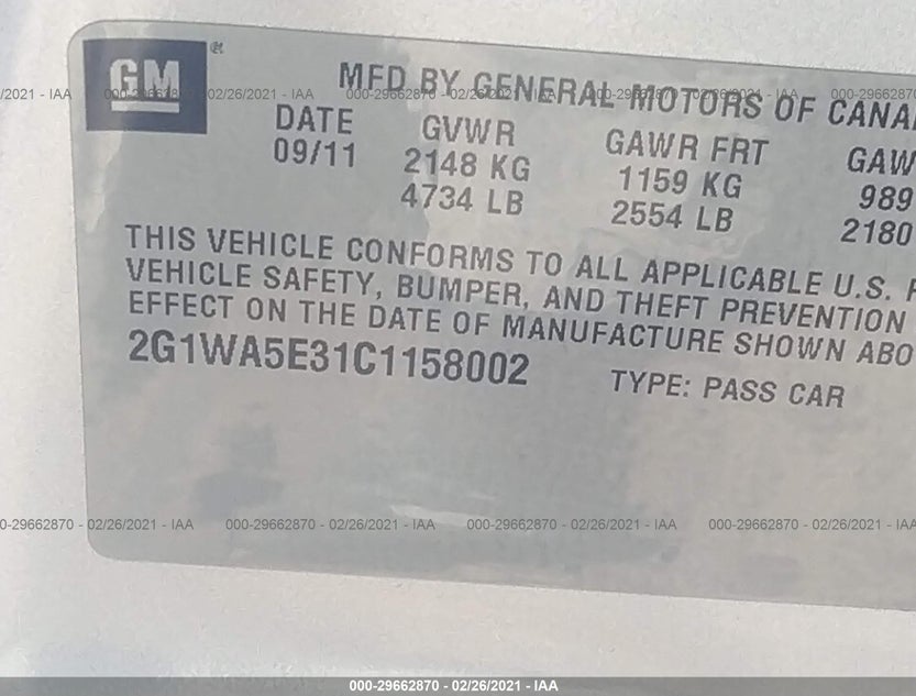 2G1WA5E31C1158002