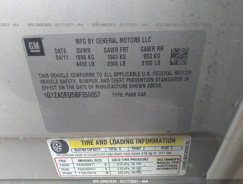 1G1ZA5EU5BF359057