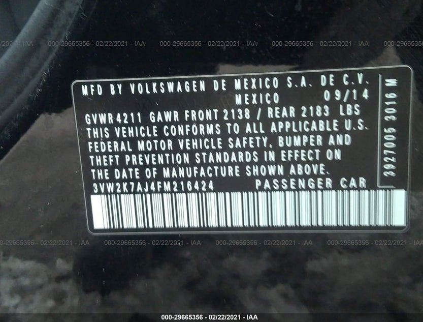 3VW2K7AJ4FM216424