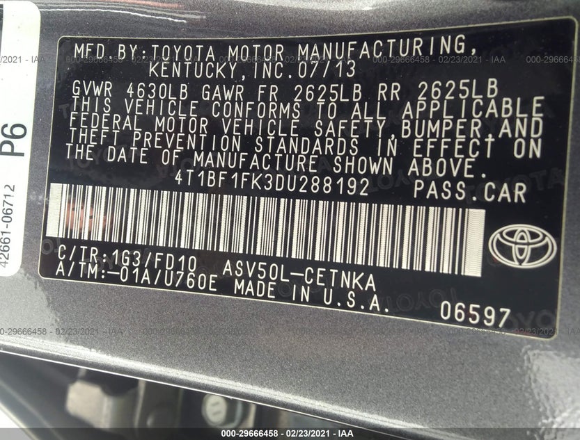 4T1BF1FK3DU288192