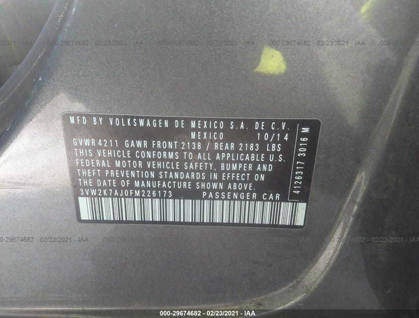 3VW2K7AJ0FM226173