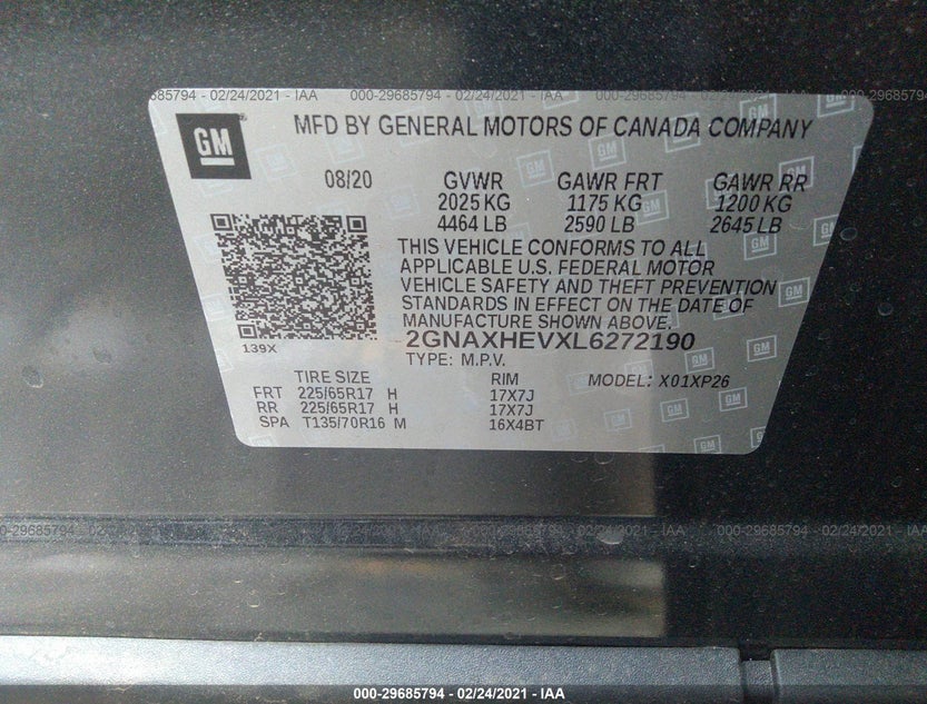 2GNAXHEVXL6272190
