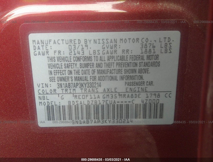 3N1AB7AP3KY330214