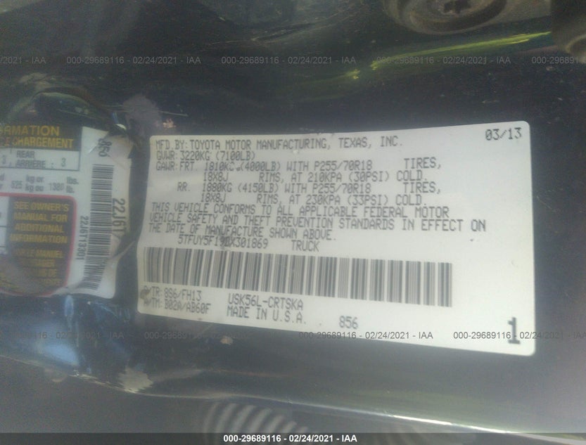 5TFUY5F19DX301869
