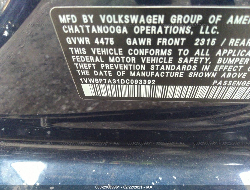 1VWBP7A31DC093392