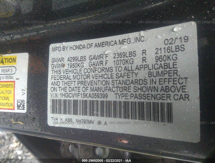 1HGCV1F15KA059399
