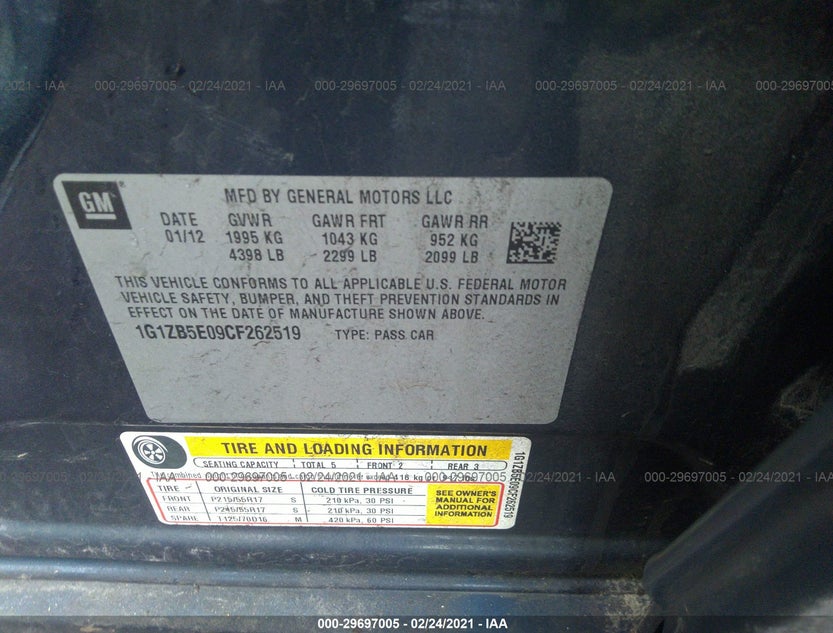 1G1ZB5E09CF262519